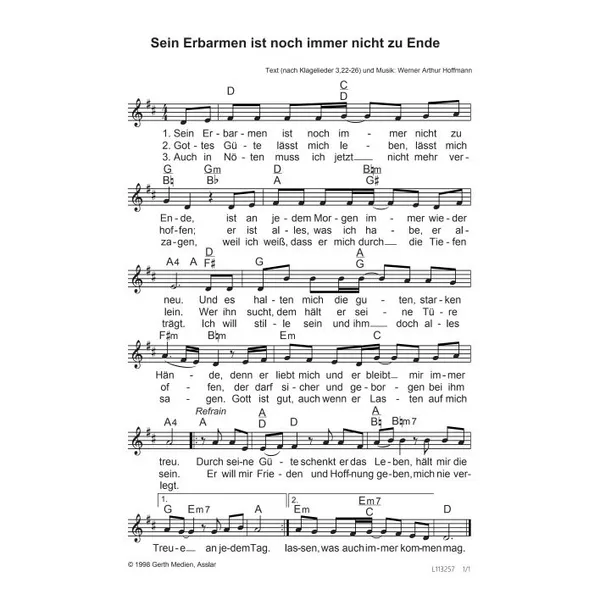 Produktbild des Artikels Sein Erbarmen ist noch immer nicht zu Ende (Noten - Download)