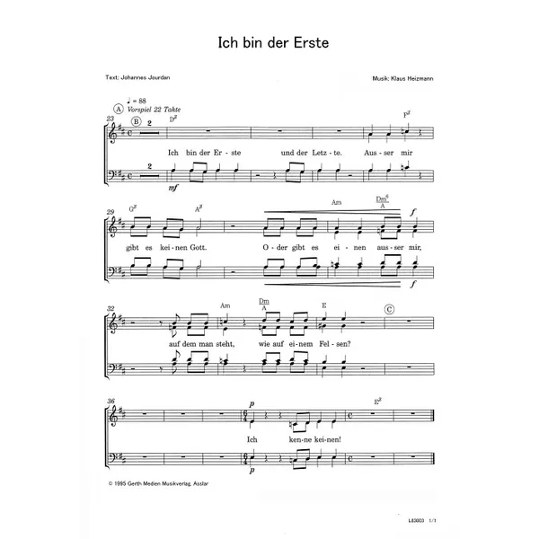 Produktbild des Artikels Ich bin der Erste (Noten - Download)