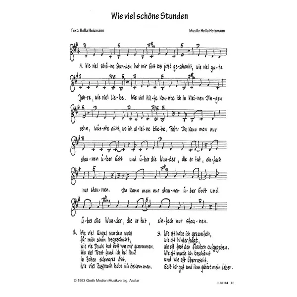 Produktbild des Artikels Wie viel schöne Stunden (Noten - Download)