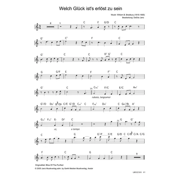 Produktbild des Artikels Welch Glück ist's erlöst zu sein (Geige / Querflöte) (Noten - Download)