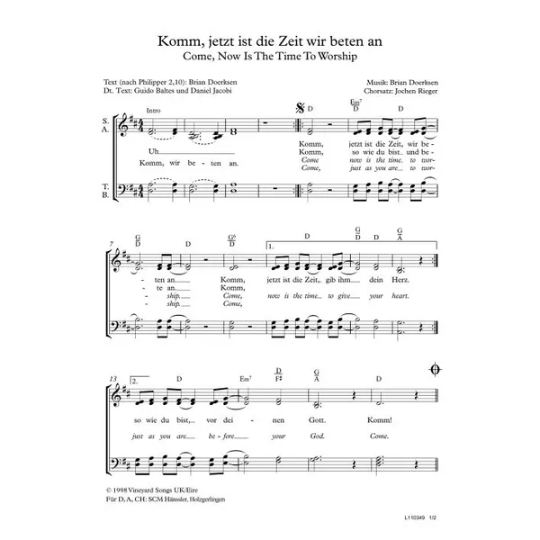 Produktbild des Artikels Komm, jetzt ist die Zeit wir beten an (Noten - Download)