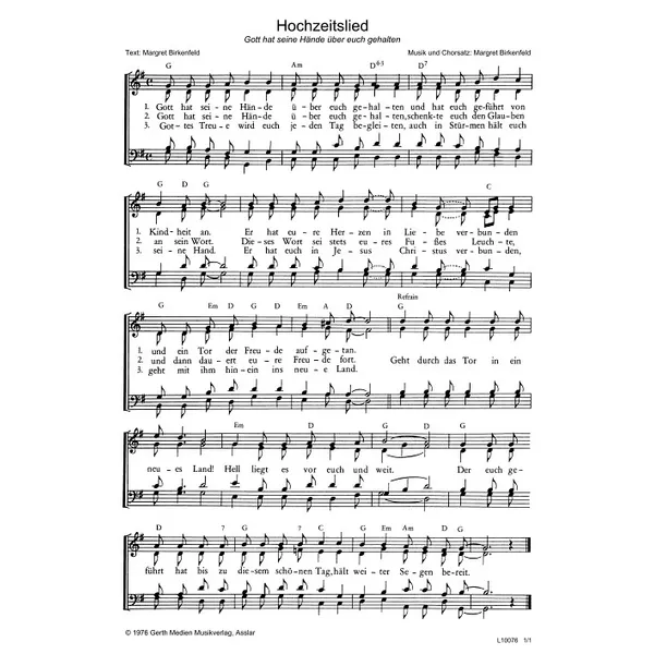 Produktbild des Artikels Hochzeitslied (Noten - Download)