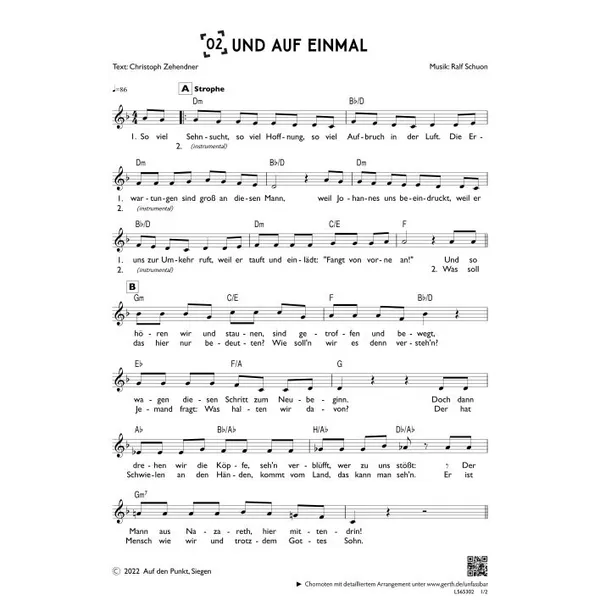 Produktbild des Artikels Und auf einmal (einstimmig) (Noten - Download)