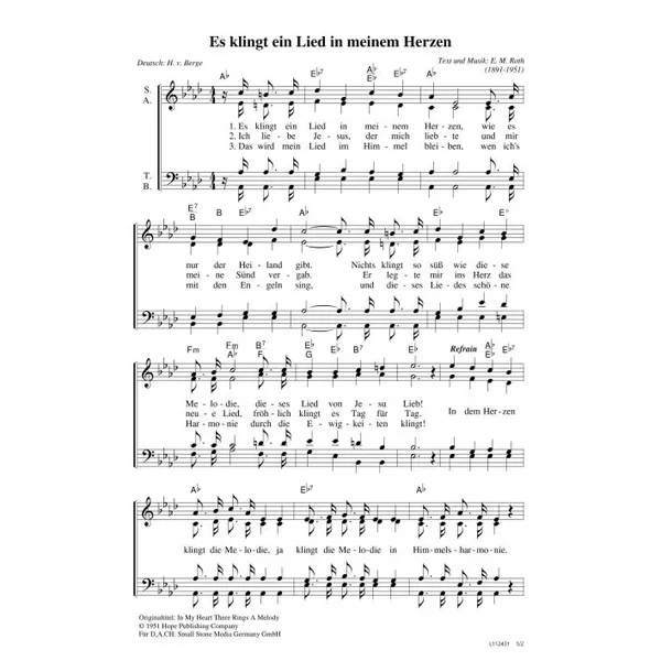 Produktbild des Artikels Es klingt ein Lied in meinem Herzen (Noten - Download)