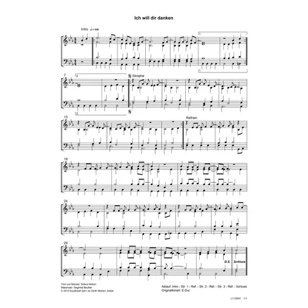 Produktbild des Artikels Ich will dir danken (Noten - Download)