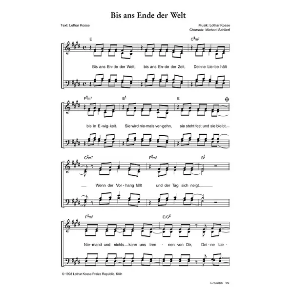 Produktbild des Artikels Bis ans Ende der Welt (Noten - Download)