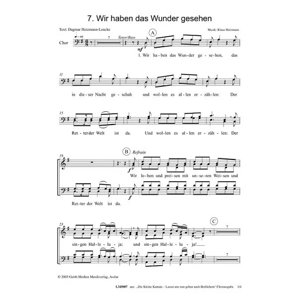 Produktbild des Artikels Wir haben das Wunder gesehen (Noten - Download)