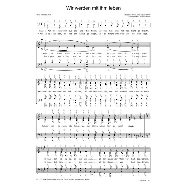 Produktbild des Artikels Wir werden mit ihm leben (Noten - Download)