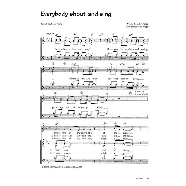Produktbild des Artikels Everybody Shout And Sing (Noten - Download)