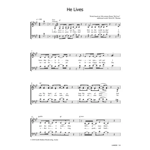 Produktbild des Artikels He Lives (Noten - Download)