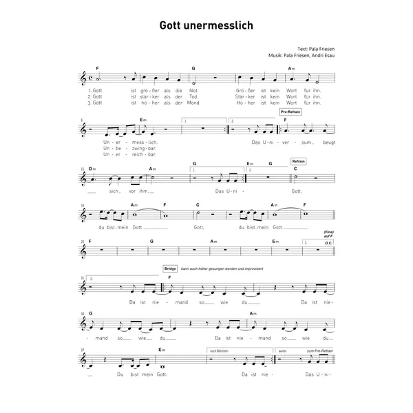 Produktbild des Artikels Gott unermesslich (Noten - Download)