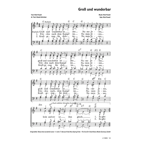 Produktbild des Artikels Groß und wunderbar (Noten - Download)