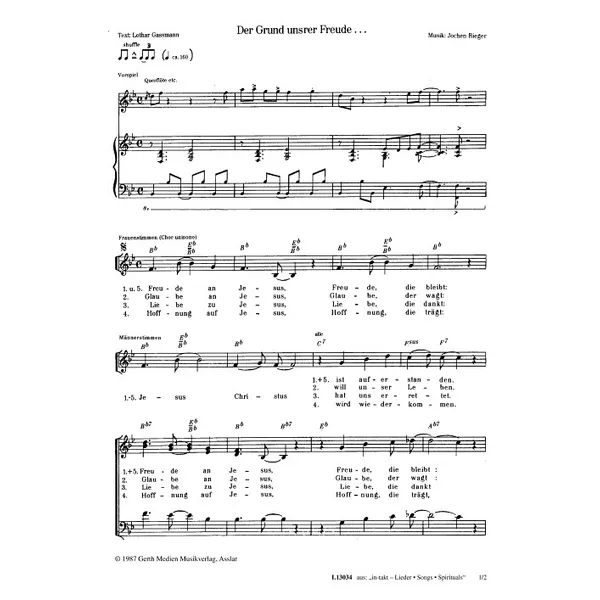 Produktbild des Artikels Der Grund unsrer Freude (Noten - Download)