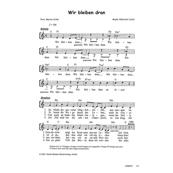 Produktbild des Artikels Wir bleiben dran (Noten - Download)