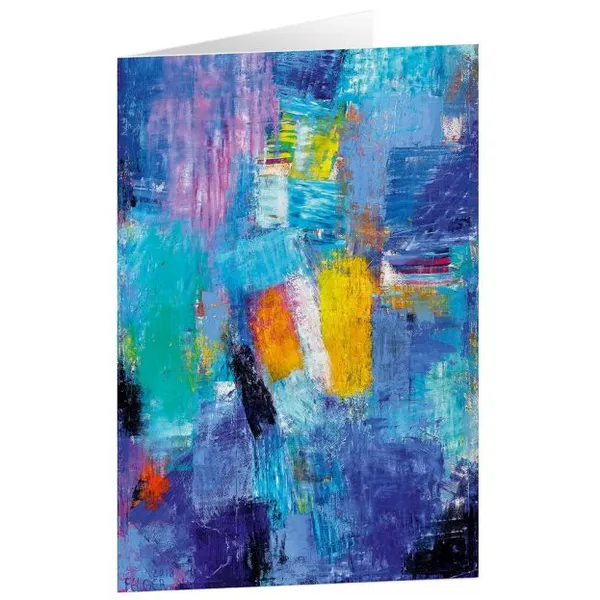 Produktbild des Artikels Kunstkarten "Blaues Farbspiel" 5 Stk. (Schreibwaren)