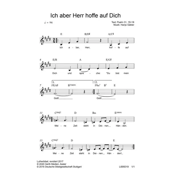 Produktbild des Artikels Ich aber, Herr, hoffe auf dich (Noten - Download)