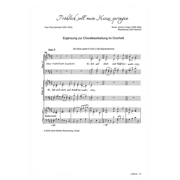 Produktbild des Artikels Fröhlich soll mein Herze springen (Noten - Download)