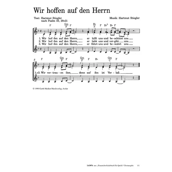 Produktbild des Artikels Wir hoffen auf den Herrn (Noten - Download)