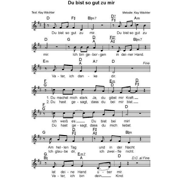 Produktbild des Artikels Du bist so gut zu mir (Noten - Download)