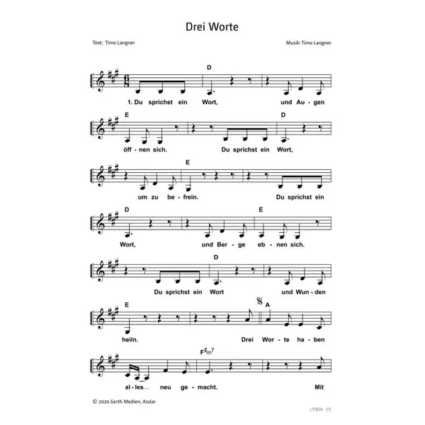 Produktbild des Artikels Drei Worte (Noten - Download)