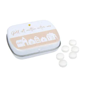 Produktbild des Artikels Pfefferminz-Döschen "Häuser" (Lebensmittel)