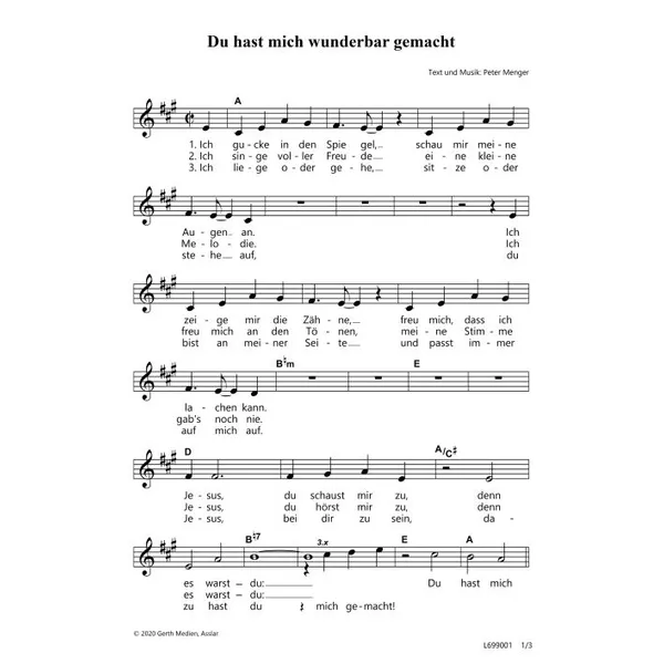 Produktbild des Artikels Du hast mich wunderbar gemacht (Noten - Download)