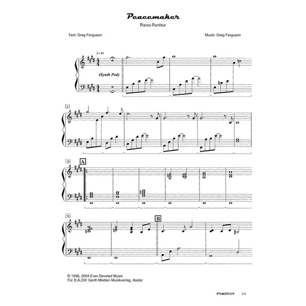 Produktbild des Artikels Peacemaker (Noten - Download)