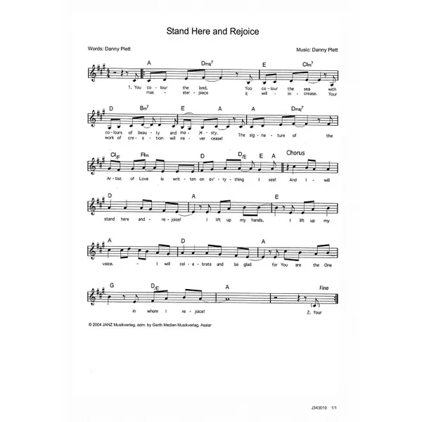 Produktbild des Artikels Stand Here And Rejoice (Noten - Download)