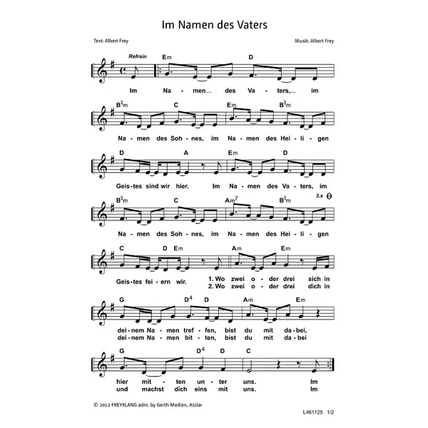 Produktbild des Artikels Im Namen des Vaters (Noten - Download)