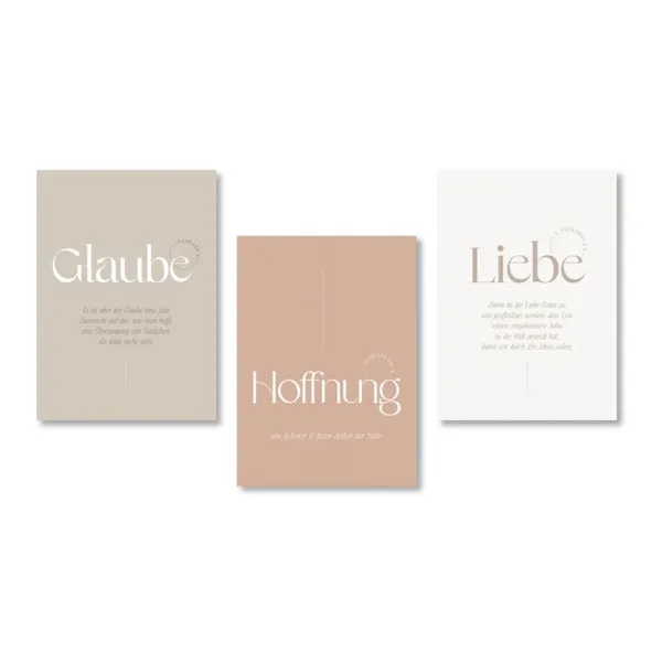 Produktbild des Artikels Poster A3 "Glaube, Hoffnung, Liebe" - 3er Set ()