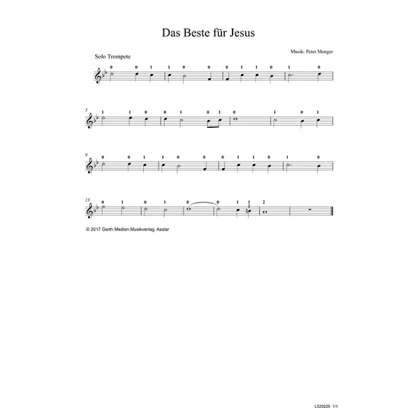 Produktbild des Artikels Das Beste für Jesus (Solo-Trompete) (Noten - Download)