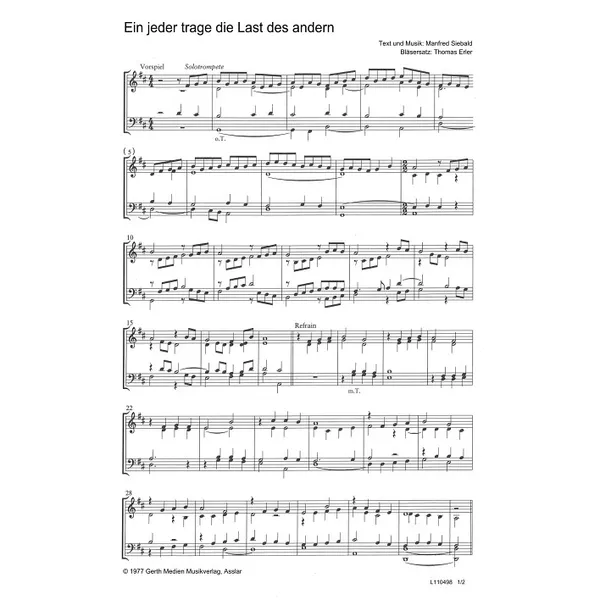 Produktbild des Artikels Ein jeder trage die Last des andern (Noten - Download)