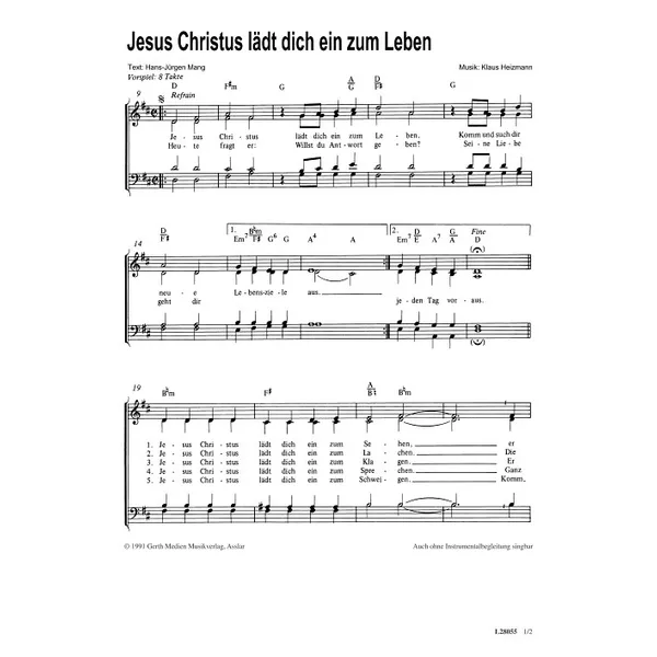 Produktbild des Artikels Jesus Christus lädt dich ein zum Leben (Noten - Download)