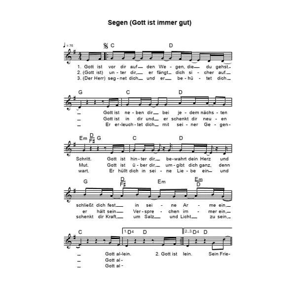 Produktbild des Artikels Segen (Gott ist immer gut) (Noten - Download)