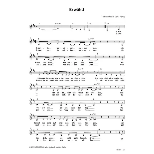 Produktbild des Artikels Erwählt (Noten - Download)