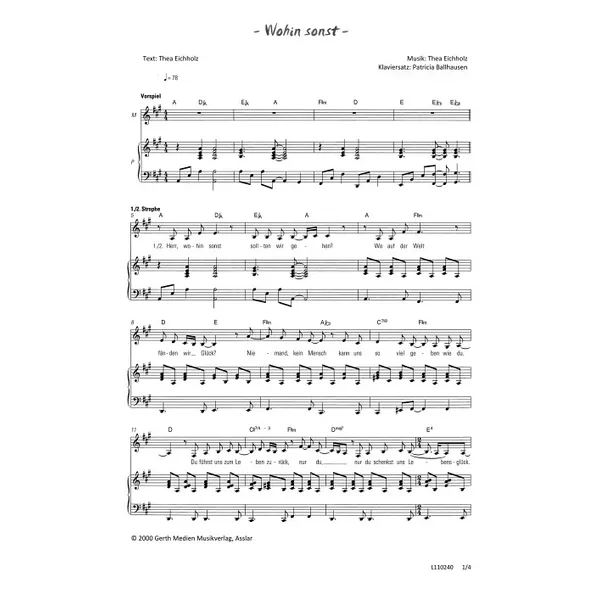 Produktbild des Artikels Wohin sonst (Noten - Download)