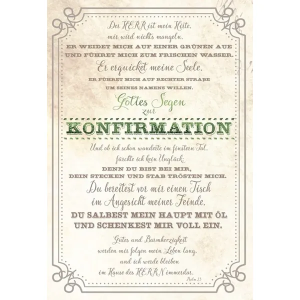 Produktbild des Artikels Faltkarte - Konfirmation Ps. 23 (Schreibwaren)
