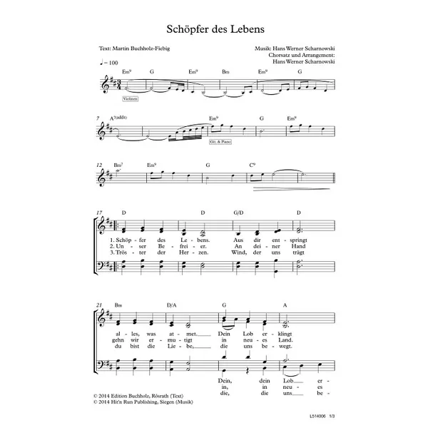 Produktbild des Artikels Schöpfer des Lebens (Noten - Download)