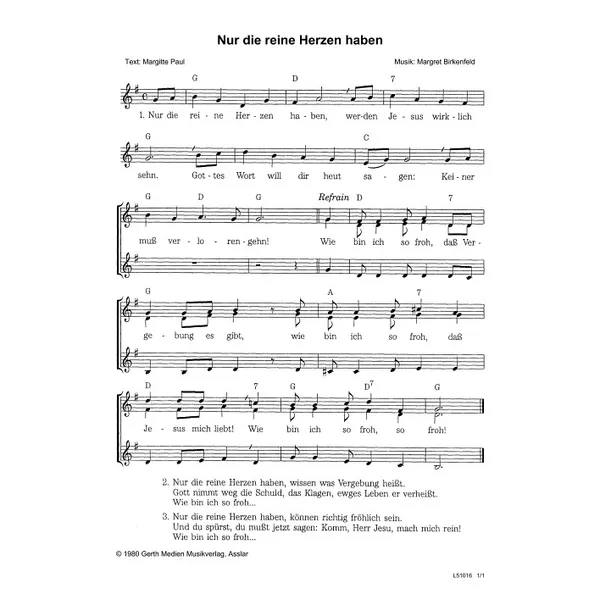 Produktbild des Artikels Nur die reine Herzen haben (Noten - Download)