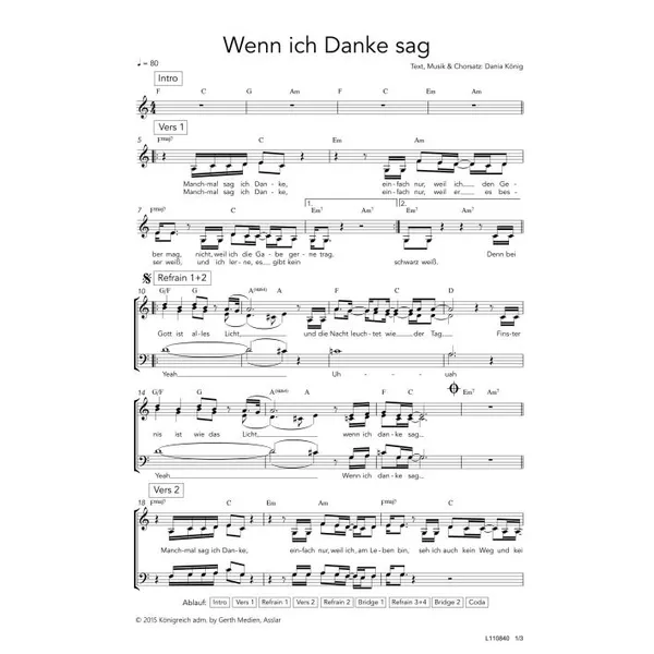 Produktbild des Artikels Wenn ich danke sag (Noten - Download)