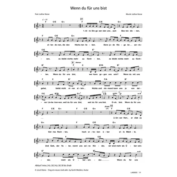 Produktbild des Artikels Wenn du für uns bist (Noten - Download)