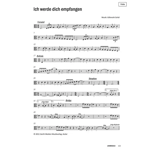 Produktbild des Artikels Ich werde dich empfangen (Viola) (Noten - Download)