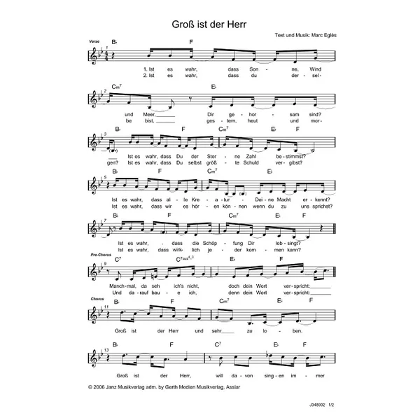 Produktbild des Artikels Groß ist der Herr (Noten - Download)