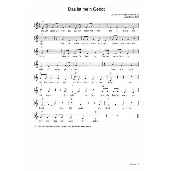Produktbild des Artikels Das ist mein Gebot (Noten - Download)