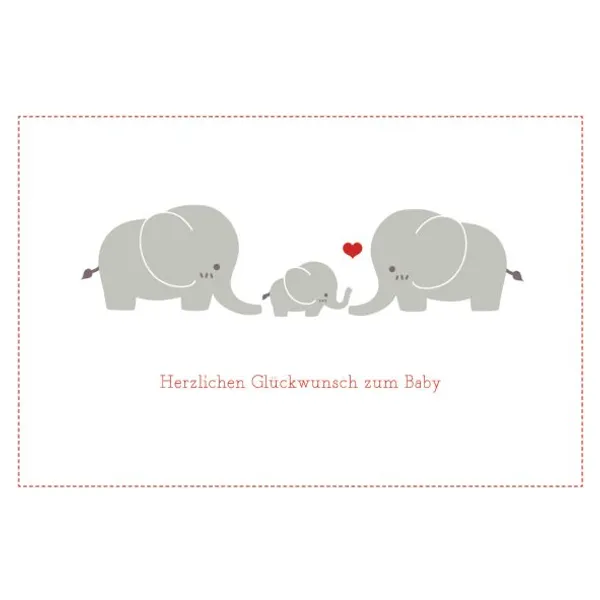 Produktbild des Artikels Faltkarte "Elefanten" Geburt (Schreibwaren)