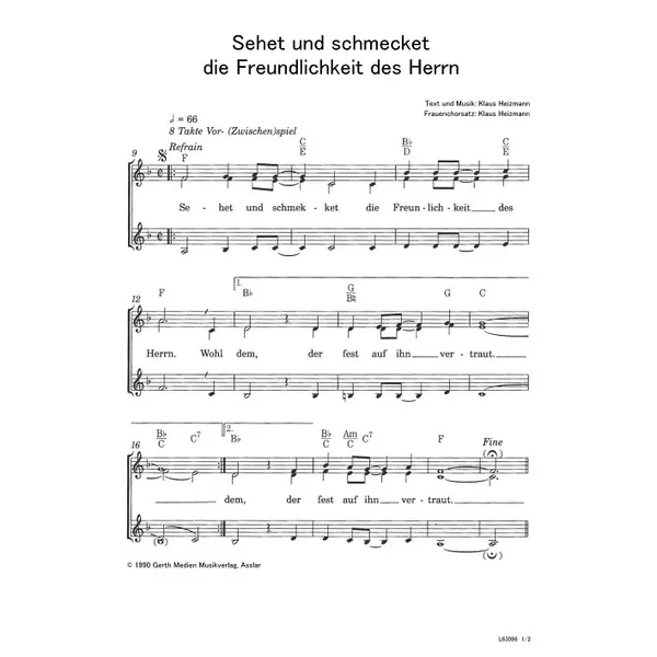 Produktbild des Artikels Sehet und schmecket die Freundlichkeit des Herrn (Noten - Download)