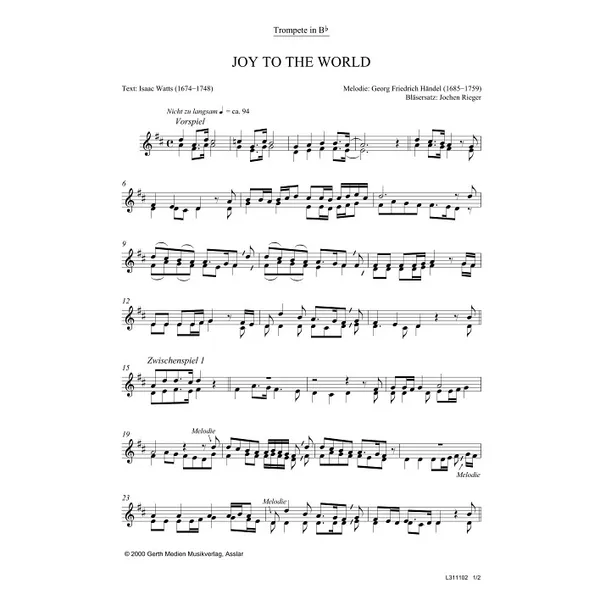 Produktbild des Artikels Joy To The World (Noten - Download)