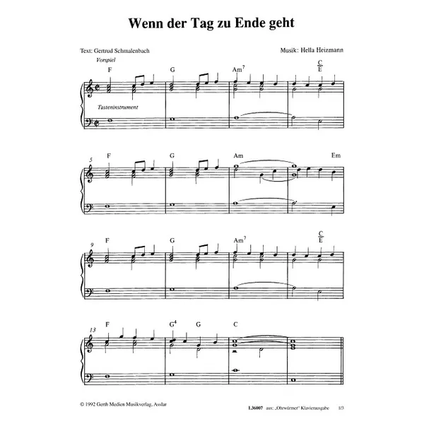 Produktbild des Artikels Wenn der Tag zu Ende geht (Noten - Download)