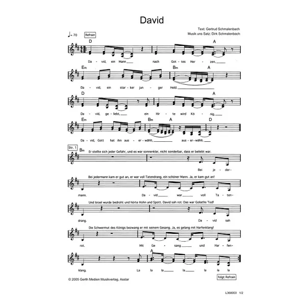 Produktbild des Artikels David (Noten - Download)