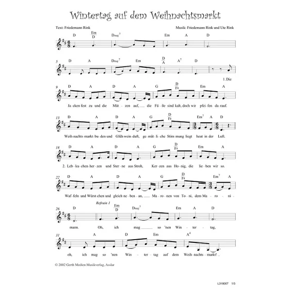 Produktbild des Artikels Wintertag auf dem Weihnachtsmarkt (Noten - Download)